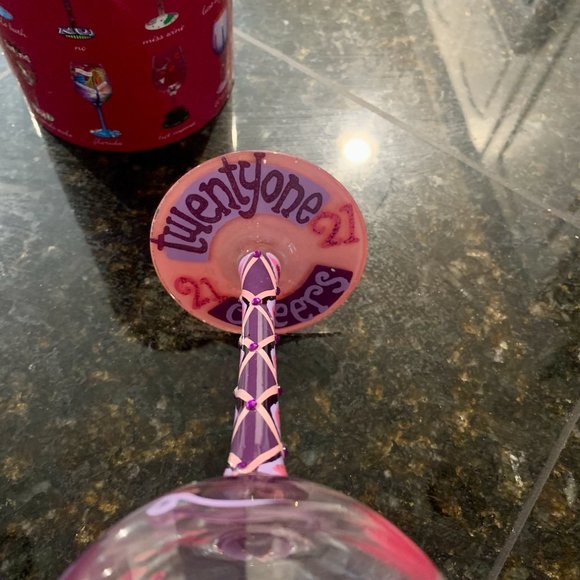 21ST BIRTHDAY HAND-PAINTED WINE GLASS, 15 OZ. - Picture 6 of 10